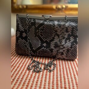 Patricia Nash Gray Snakeskin Clutch